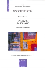 En lisant, en écrivant : essais écrits au fil du temps - Charles Leben