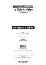 La nuit du galgo : Ysa Wouters : fichier de l'élève - Société d'édition et de diffusion pour la recherche et l'action pédagogique