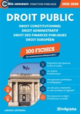 Droit public : droit constitutionnel, droit administratif, droit des finances publiques, droit européen : 100 fiches, cat. A, cat. B, 2025-2026 - Ludovic Lestideau