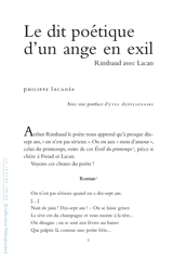 Le dit poétique d'un ange en exil : Rimbaud avec Lacan - Philippe Lacadée