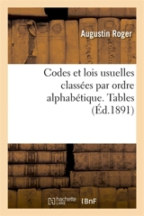Codes et lois usuelles classées par ordre alphabétique. Tables - Roger