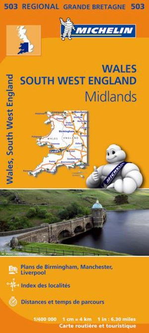 CARTE REGIONALE ANGLETERRE SUD-OUEST, PAYS DE GALLES, MIDLANDS - Collectif
