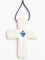 Croix latine Sacré Coeur blanche et bleue - Creatini Creatini