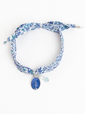 Bracelet liberty bleu et blanc avec médaille miraculeuse - Caroline Les petits philosophes