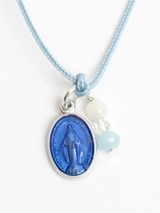 Collier cordon médaille miraculeuse bleue - Caroline Les petits philosophes