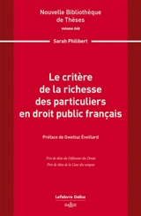 Le critère de la richesse des particuliers en droit public français - Sarah Philibert