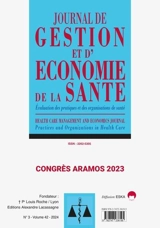 Journal de gestion et d'économie de la santé : évaluation des pratiques et des organisations de santé, n° 42-3. Congrès Aramos 2023 - Jérôme Wittwer