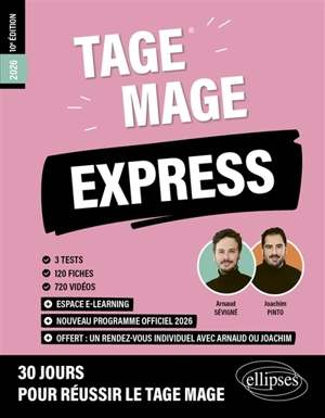 Tage Mage express : nouveau programme officiel 2026 : 3 tests, 120 fiches, 720 vidéos - Joachim Pinto