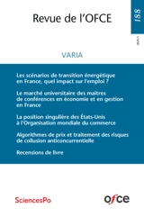 Revue de l'OFCE, n° 188. Varia