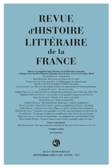 Revue d'histoire littéraire de la France, n° 3 (2025). Satires et pamphlets dans l'histoire de la littérature française : colloque de la Société d'histoire littéraire de la France (22 et 23 novembre 2024)