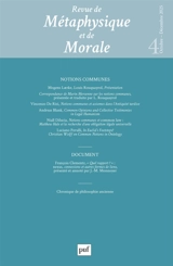 Revue de métaphysique et de morale, n° 4 (2025). Notions communes
