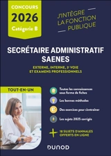 Secrétaire administratif SAENES, concours 2026, catégorie B : externe, interne, 3e voie et examens professionnels