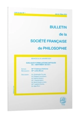 Bulletin de la Société française de philosophie, n° 1 (2024). Quelques formulations antiques du sentiment de soi - Frédérique Ildefonse