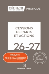 Cessions de parts et actions 2026-2027 - Editions Francis Lefebvre