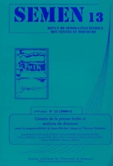 Semen, nouvelle série, n° 13. Genres de la presse écrite et analyse de discours