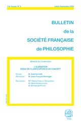 Bulletin de la Société française de philosophie, n° 3 (2024). L'aliénation : essai de clarification d'un concept