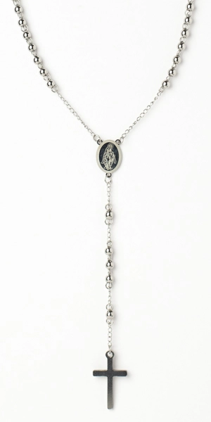 Chapelet argenté en acier inoxydable avec gros grains - SNM Diffusion SNM Diffusion