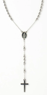 Chapelet argenté en acier inoxydable avec gros grains - SNM Diffusion SNM Diffusion