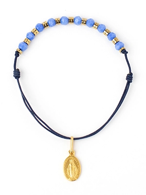Bracelet dizainier bleu avec médaille miraculeuse dorée - Caroline Les petits philosophes