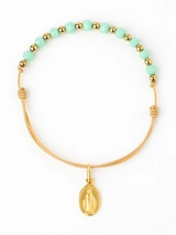 Bracelet dizainier beige avec médaille miraculeuse dorée - Caroline Les petits philosophes