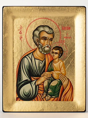 Icône Saint Joseph sérigraphiée, finie à la main - Partant