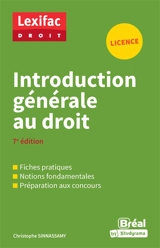 Introduction générale au droit : licence - Christophe Sinnassamy