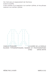 La durée de la parole : blancs typographiques, nuages et photographies chez David Antin - Camille Pageard