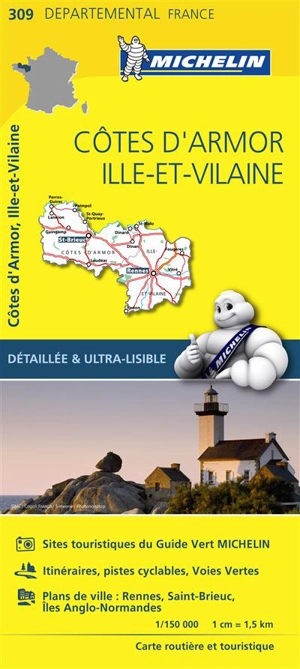 CARTE DEPARTEMENTALE COTES D'ARMOR, ILLE-ET-VILAINE - Collectif