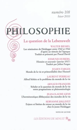 Philosophie, n° 108. La question de la Lebenswelt