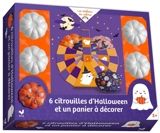 6 citrouilles d'Halloween et un panier à décorer : coffret avec accessoires