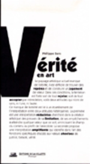 Vérité en art - Philippe Sers