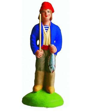 Santon Pêcheur à la ligne 7 cm - CARBONEL