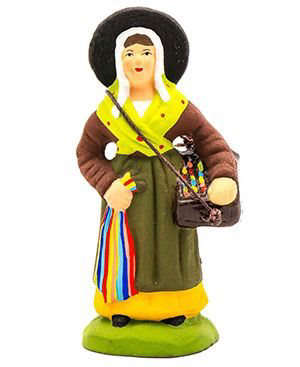 Santon Femme aux rubans Chapeau noir 7 cm