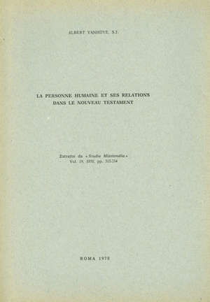 La personne humaine - Albert Vanhoye