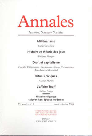 Annales Histoire, Sciences Sociales n°1, janvier-février 2008, Millénarisme - Collectif