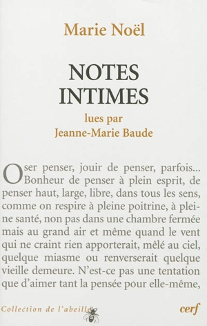 Notes intimes - Marie Noël