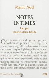 Notes intimes - Marie Noël