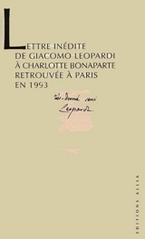 Lettre à Charlotte - Giacomo Leopardi