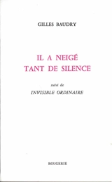 Il a neigé tant de silence. Invisible ordinaire - Gilles Baudry