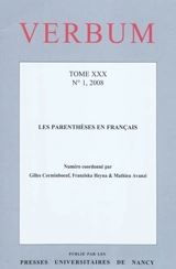 Verbum, n° 4 (2008). Les parenthèses en français