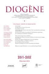 Diogène, n° 261-262. Politique, vérité et démocratie