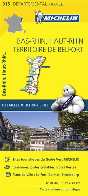 CARTE DEPARTEMENTALE HAUT-RHIN, BAS-RHIN, TERRITOIRE DE BELFORT - Collectif